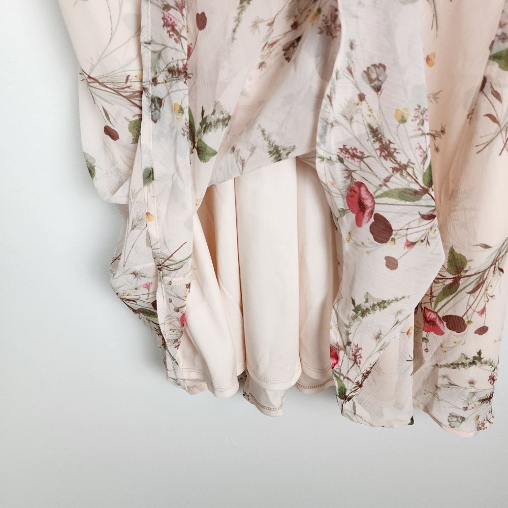 NWT Bobeau Rose Floral Chiffon Midi Dress Pink XL Romantic Coquette Boho - Picture 12 of 16